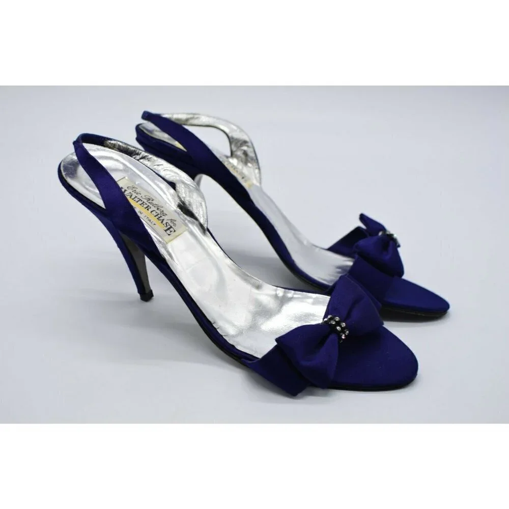 Eric Rutberg for Walter Chase Navy Blue Satin Rhin